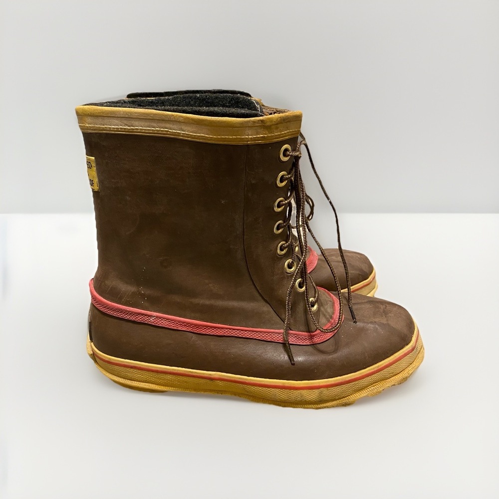 Vintage 90s Steel Shank Duck Boots Men Size 10 Wool Lined Waterproof Snow Racer